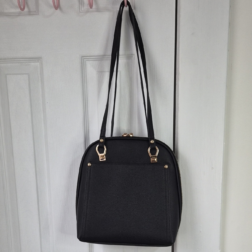 Miztique Black Shoulder Bag with Gold-Tone Hardware